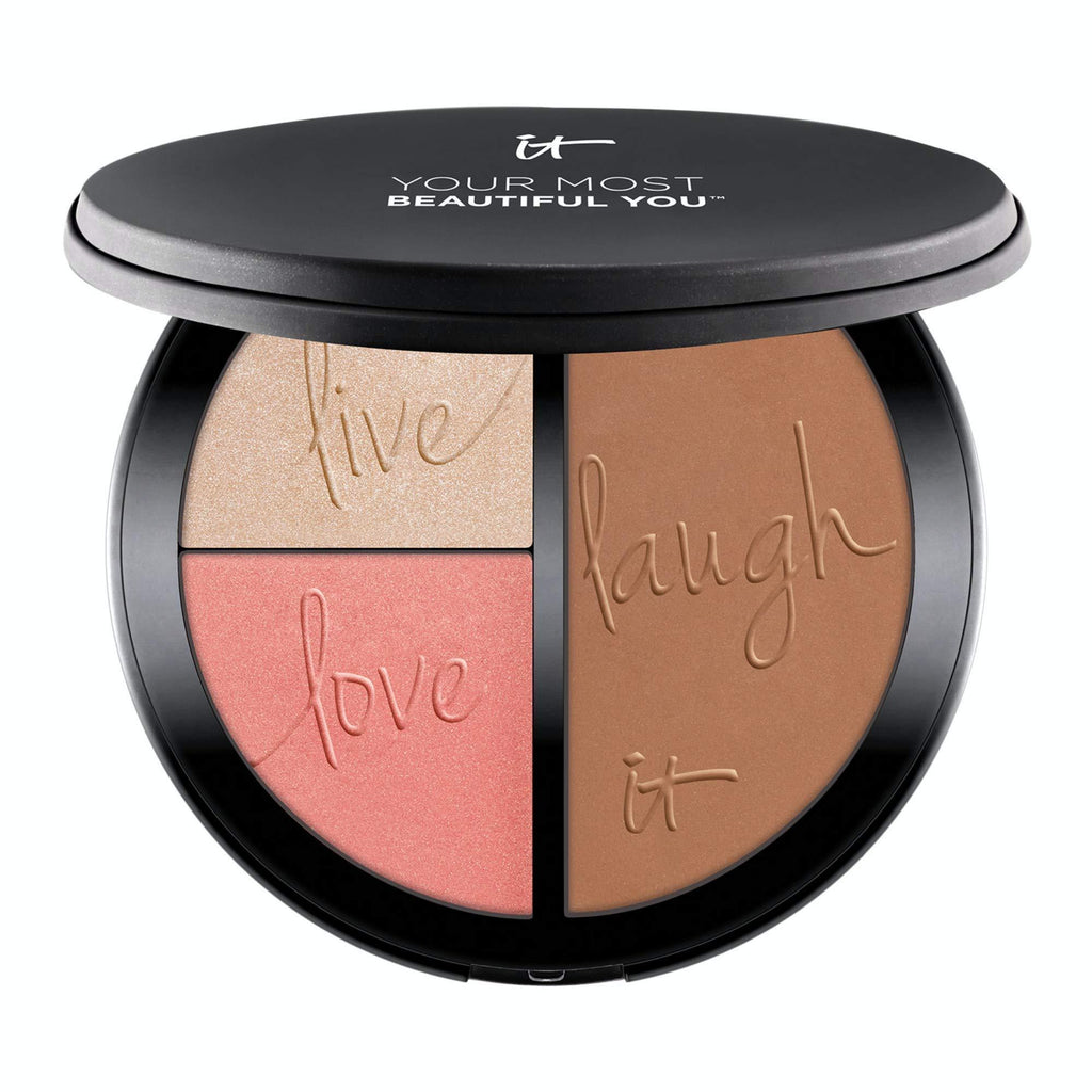 IT Cosmetics Your Most Beautiful You Anti-Aging Matte Bronzer, Radiance Luminizer & Brightening Blush Palette - With Hydrolyzed Collagen, Silk & Peptides - How-To Guide Included - BeesActive Australia