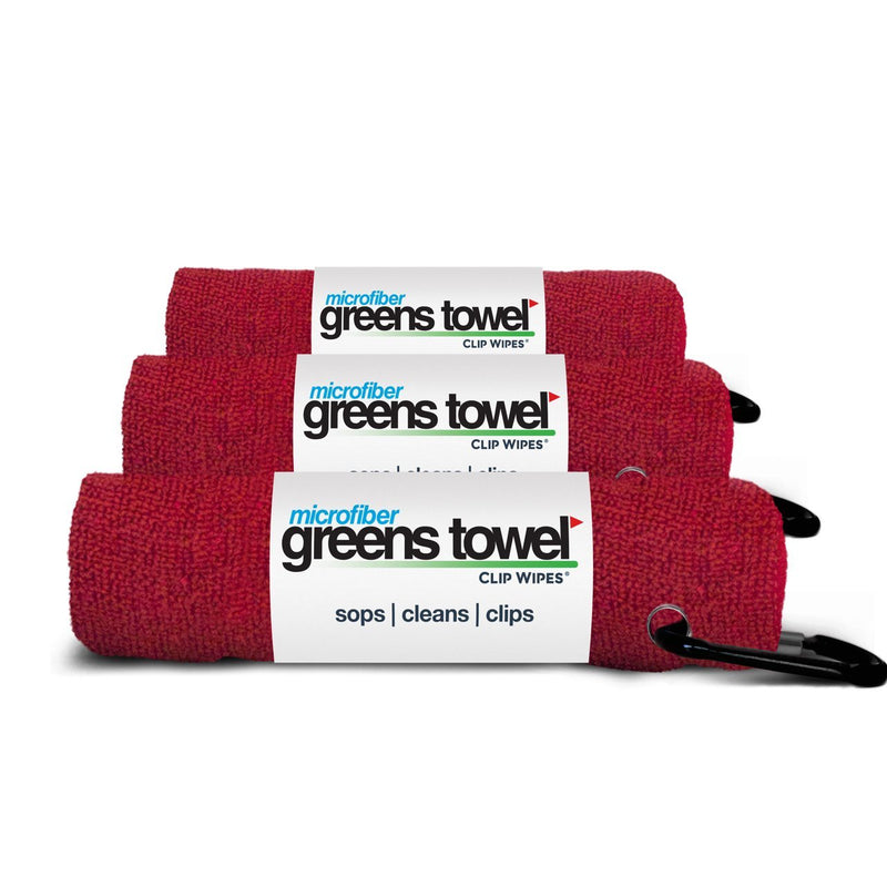 Microfiber Greens Towel (3 Pack), 16" X 16" with Carabiner Clip. The Convenient Golf Towel Cardinal Red - BeesActive Australia