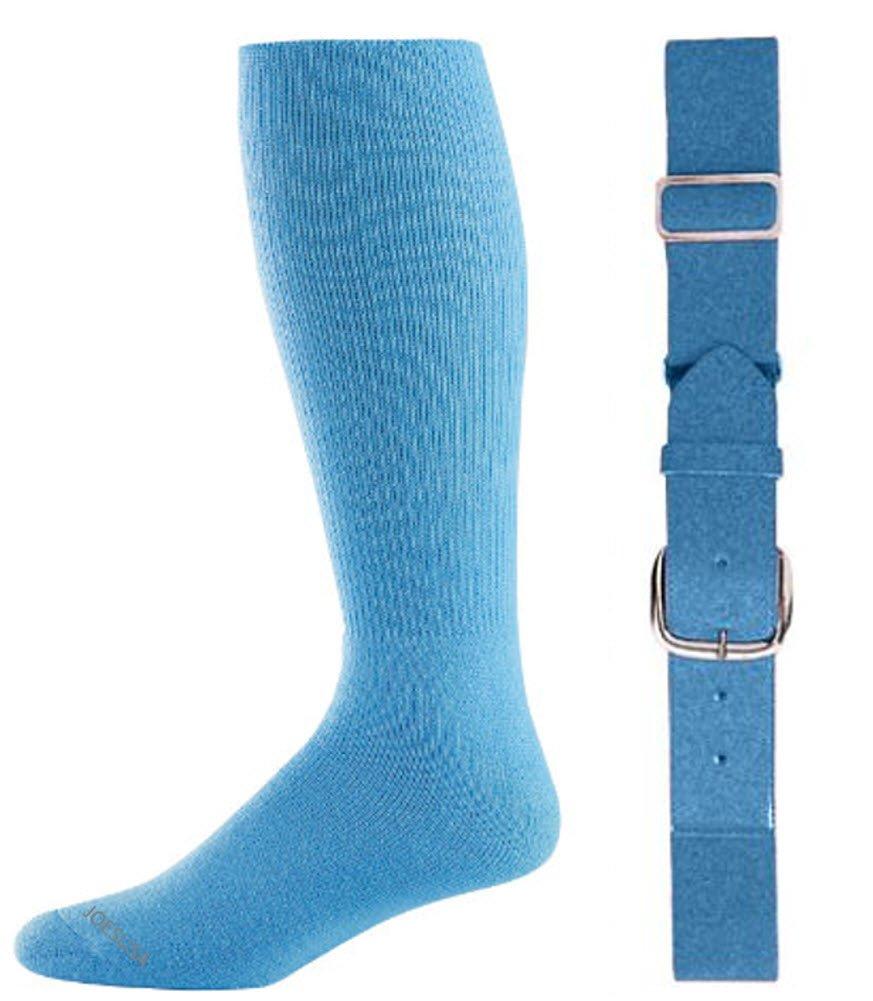 [AUSTRALIA] - Joe's USA - Baseball Socks & Belt Combo Set (All Sizes & Colors Available) Light Blue Youth (7-9) 