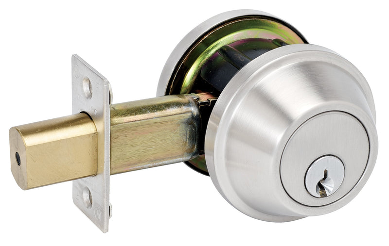 Master Lock DSCHSD32D Heavy Duty Single Cylinder, Grade 2 Commercial Deadbolt with Bump Stop, Brushed Chrome Finish - BeesActive Australia