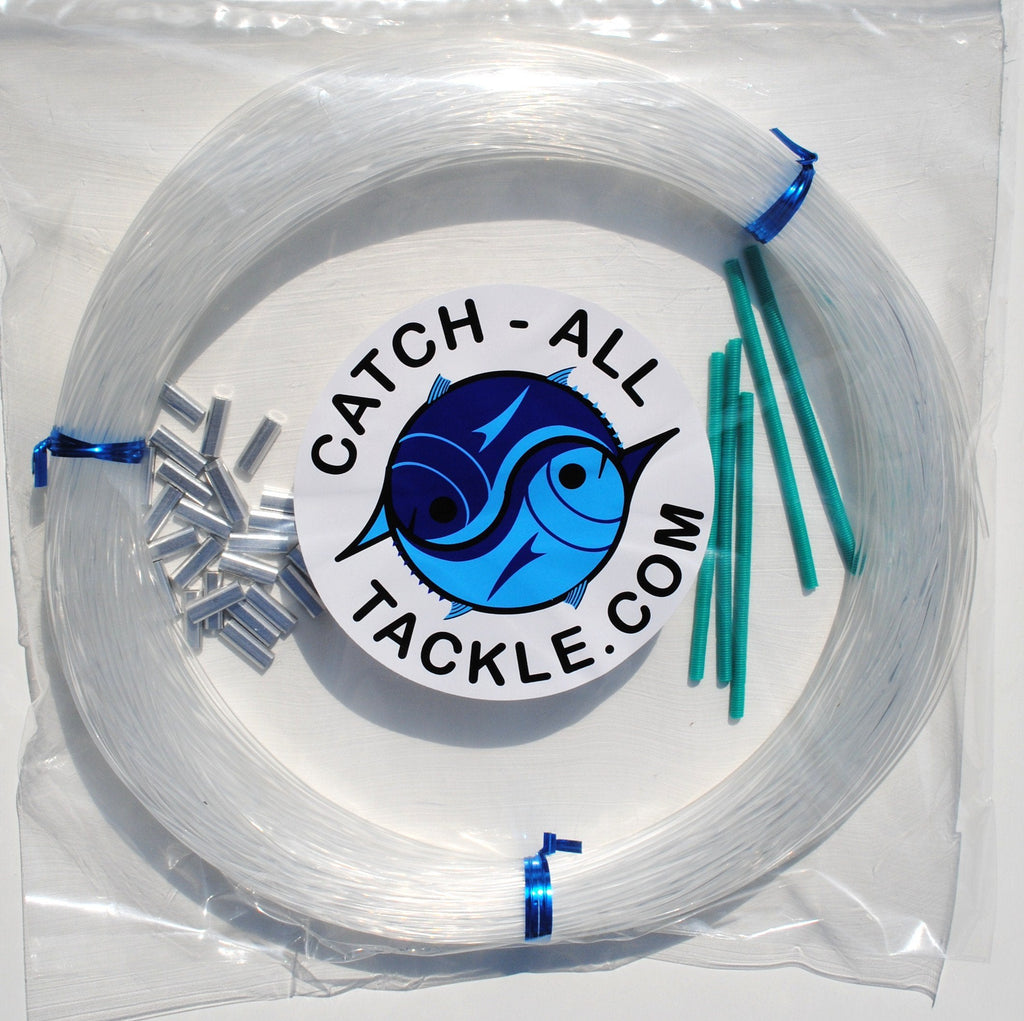 Catch All Tackle Monofilament Fishing Leader Kit 100yds 1.6mm-250lb Clear-Loop Protectors crimps - BeesActive Australia