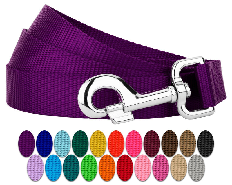Country Brook Petz - 1 Inch Nylon Dog Leash - Strong, Durable, Traditional Style Leash with Easy to Use Snap - 25+ Colors - Multiple Lengths 6 Foot X 1 Inch Wide Purple - BeesActive Australia