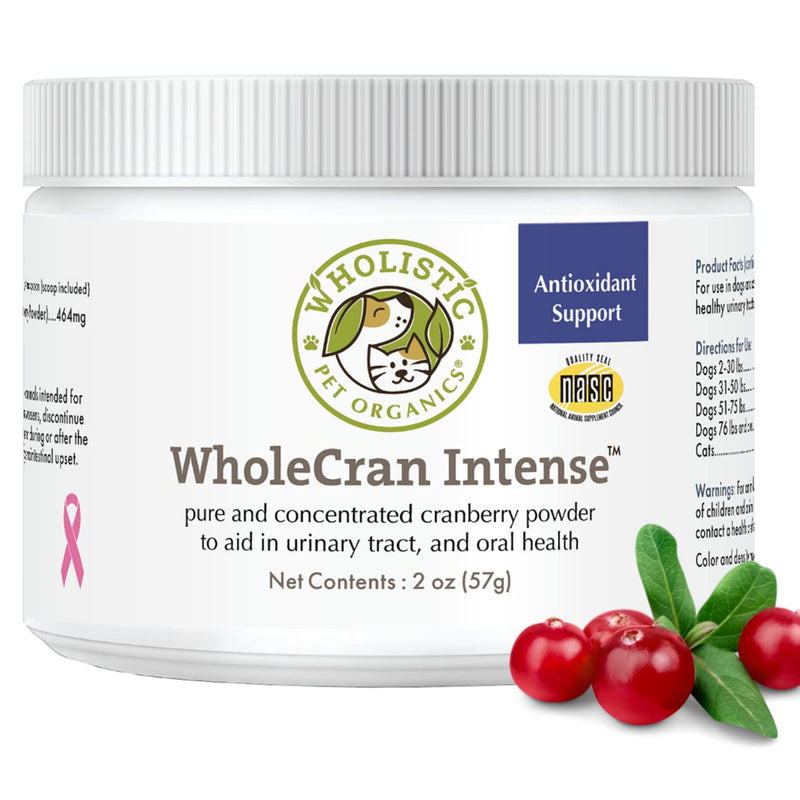 Wholistic Pet Organics WholeCran Intense: Cranberry for Dogs UTI, Urinary Tract Support, Bladder Control and Kidney Health - Organic Dog Cranberry Powder with Vitamin C and Antioxidants - 2 Oz - BeesActive Australia
