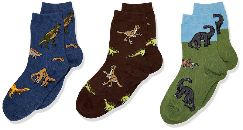 Jefferies Socks Little Boys' 3-7 Dino Triple Treat Socks (Pack of 3) X-Small Pine - BeesActive Australia