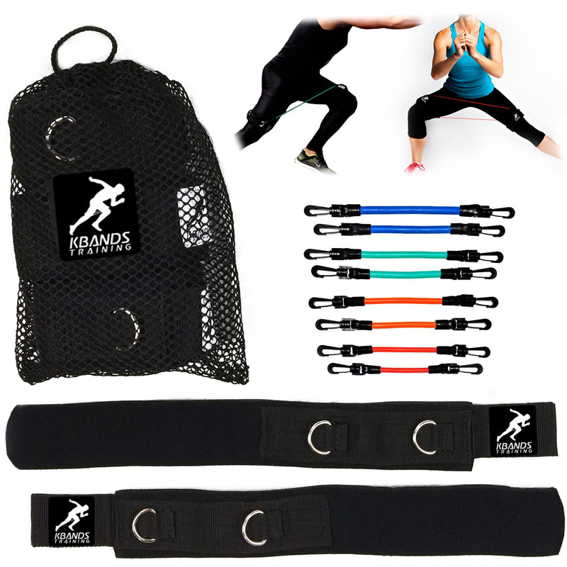 Kbands | Speed and Strength Leg Resistance Bands | Includes Speed 101 and Agility FX Digital Training Programs - Sizes for Youth, Intermediate, and Advanced Athletes Blue, Green, Red, Orange - BeesActive Australia