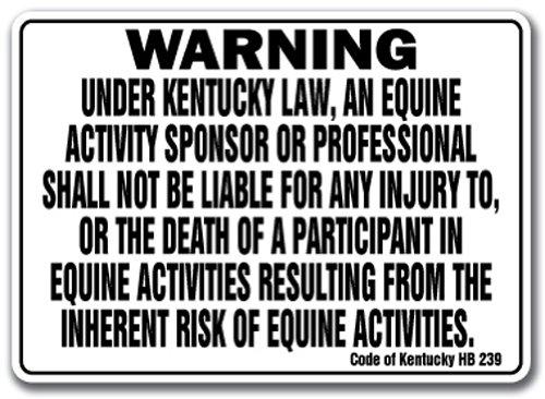 [AUSTRALIA] - Kentucky Equine Sign Activity Liability Warning Statute Horse Farm barn Stable 10" x 14" Rigid Plastic 