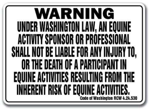 [AUSTRALIA] - WASHINGTON Equine Sign activity liability warning statute horse farm barn stable 10" x 14" Rigid Plastic 