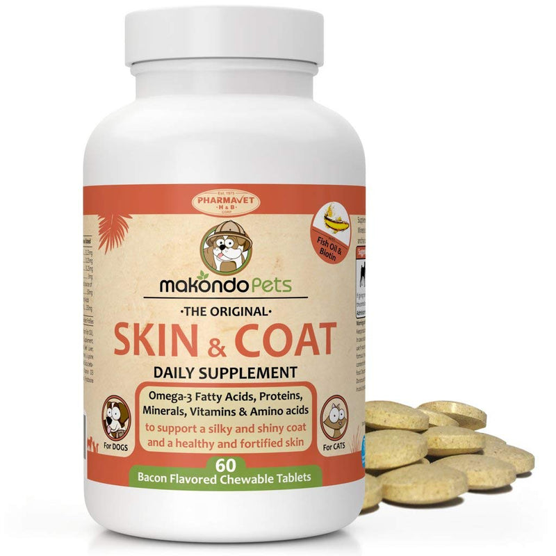 Skin and Coat Supplement with Fish Oil for Dogs and Cats. Dog Itch Relief with Vitamins and Omega 3 for Dry Flaky Skin. Dog Shedding Supplement to Regrow a Shiny Soft Coat. Dog Allergy Treatment 60 - BeesActive Australia
