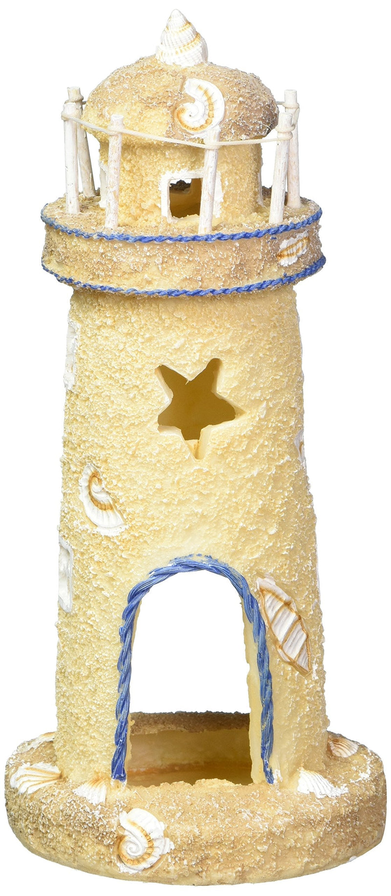 Penn-Plax Deco-Replicas Sand & Seashell Lighthouse Aquarium Ornament – 3 Safe for Freshwater and Saltwater Tanks Medium - BeesActive Australia