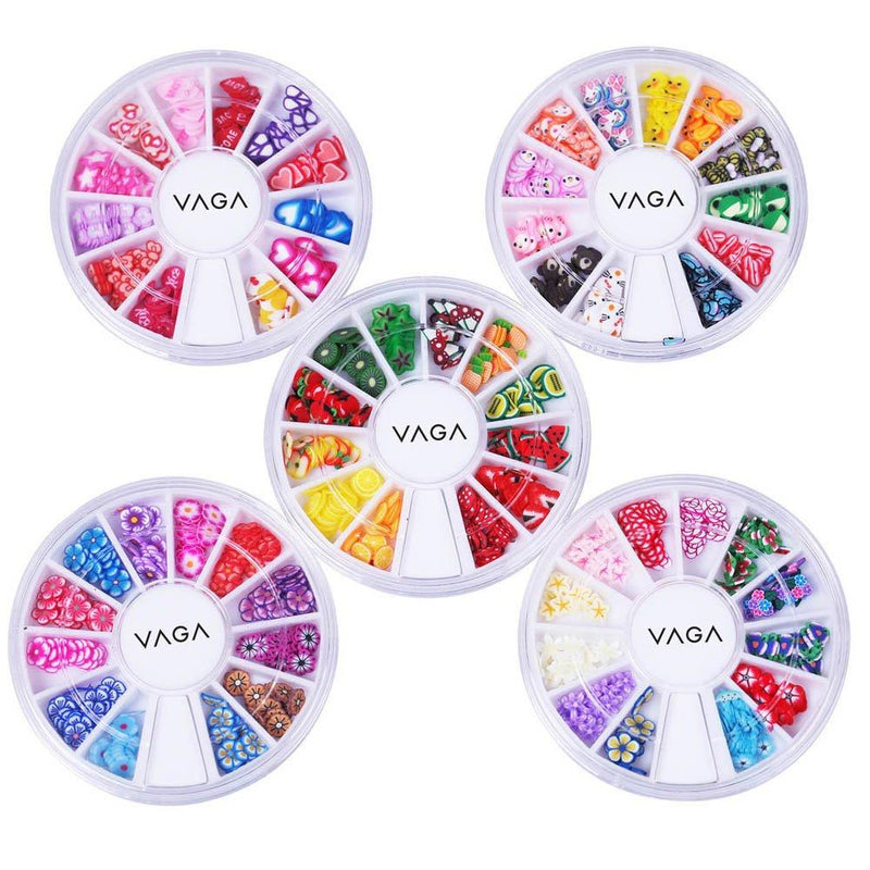 VAGA Nail Art Slices Decal 3d Nail Decorations 60 Designs 5 Wheels - BeesActive Australia