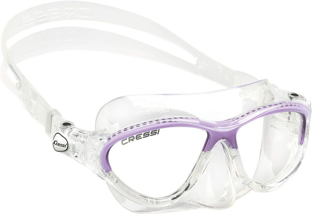 [AUSTRALIA] - Cressi Kids Comfortable Silicone Mask with Adjustable Strap, for Snorkeling and Pool - for Children 7 to 15 years old - Moon: made in Italy Clear/Lilac 