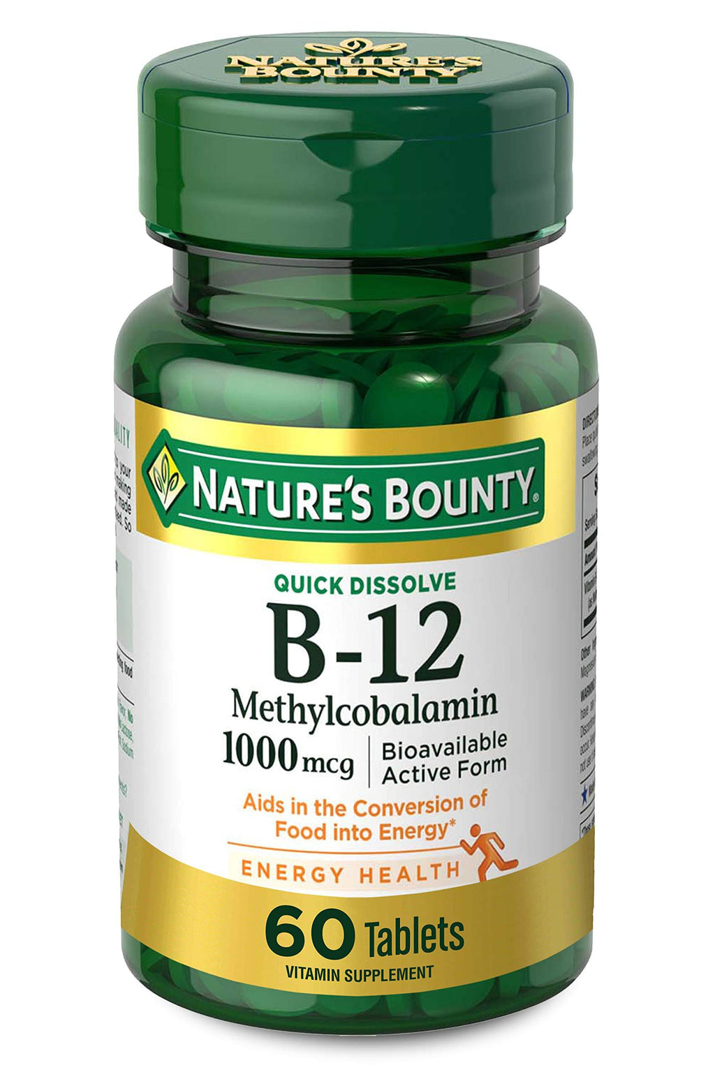 Nature’s Bounty Vitamin B-12 Supplement, Supports Metabolism and Nervous System Health, 1000mcg, 60 Tablets - BeesActive Australia