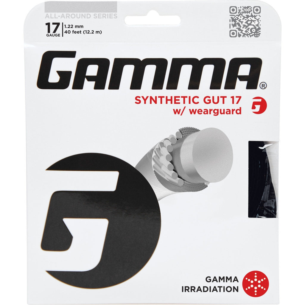 [AUSTRALIA] - Gamma Synthetic Gut Series W/Weatherguard Tennis Racket String - Playability & Extra Durability For All Playing Levels & Styles - 15L, 16 or 17 Gauge (Black, Blue, Gold, Silver, White, Yellow) Synthetic Gut w/WearGuard Black 