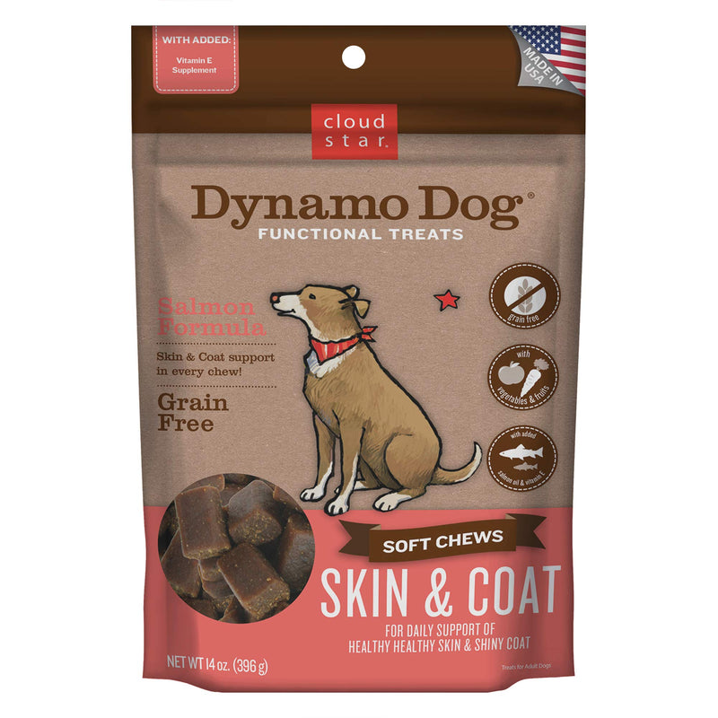 Cloud Star Dynamo Dog Skin & Coat, Functional Soft Chews, Salmon with Omega 3, Vitamin E, Grain Free 14 Ounce (Pack of 1) - BeesActive Australia