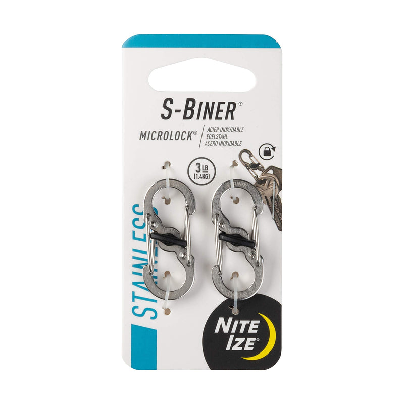 Nite Ize S-Biner MicroLock, Locking Key Holder, Stainless-Steel 2-Pack - BeesActive Australia