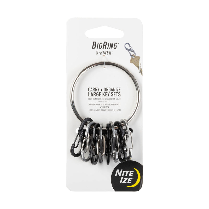 Nite Ize - BRG-M1-R3 BigRing Steel, 2" Stainless-Steel keychain Ring With 8 Stainless-Steel Key-Holding S-Biners - BeesActive Australia