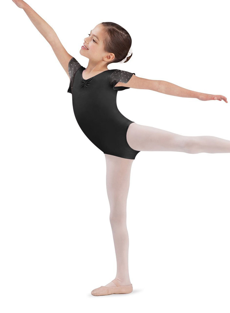 [AUSTRALIA] - Bloch Dance Girl's Scarlett Flutter Sleeve Leotard with Sequin Dot, Light Pink, Size 2-4 