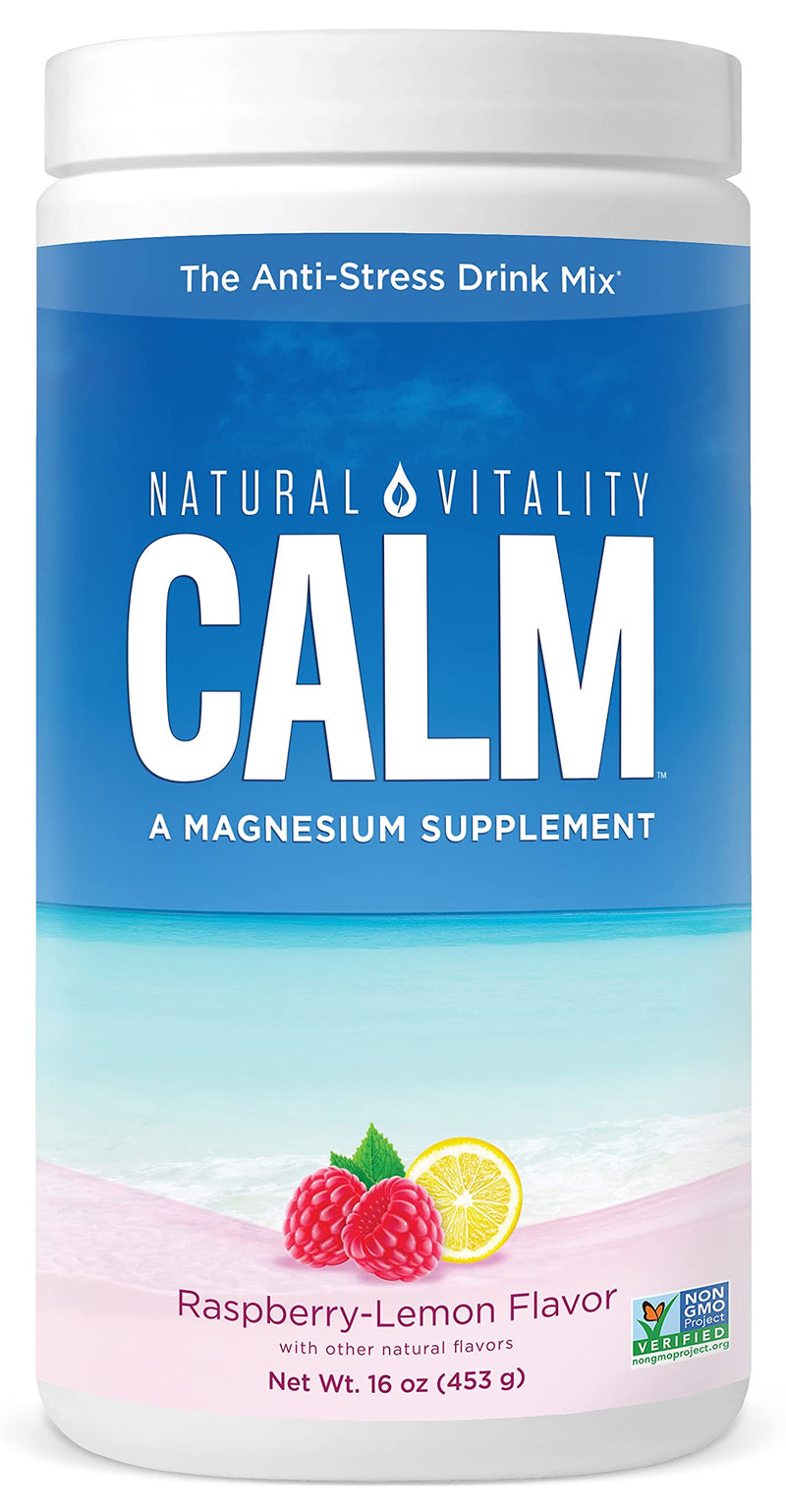 Natural Vitality Calm #1 Selling Magnesium Citrate Supplement, Anti-Stress Magnesium Supplement Drink Mix Powder- Raspberry Lemon, Vegan, Gluten Free and Non-GMO (Package May Vary), 16 oz 113 Servings - BeesActive Australia