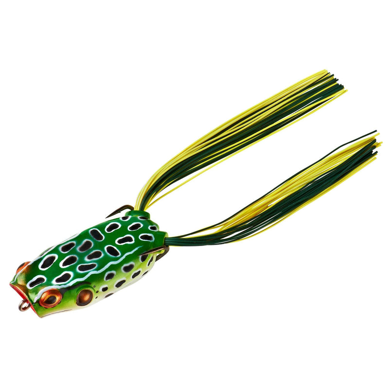 BOOYAH Poppin' Pad Crasher Topwater Bass Fishing Hollow Body Frog Lure with Weedless Hooks Leopard Frog - BeesActive Australia