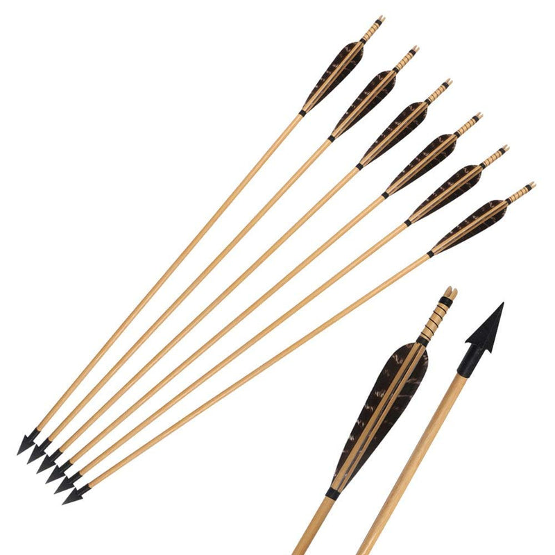 Huntingdoor Archery 31" Turkey Feather Fletching wooden arrows with field points for hunting shooting targeting practice for Recurve Bow Longbow 6pcs - BeesActive Australia