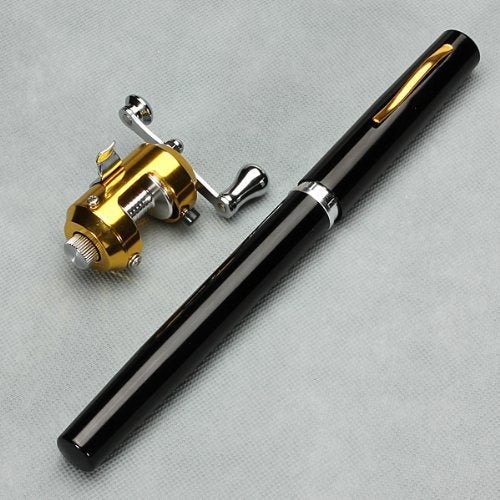 G Ganen 38inch Mini Portable Pocket Aluminum Alloy Fishing Rod Pen Great Gift Black - BeesActive Australia