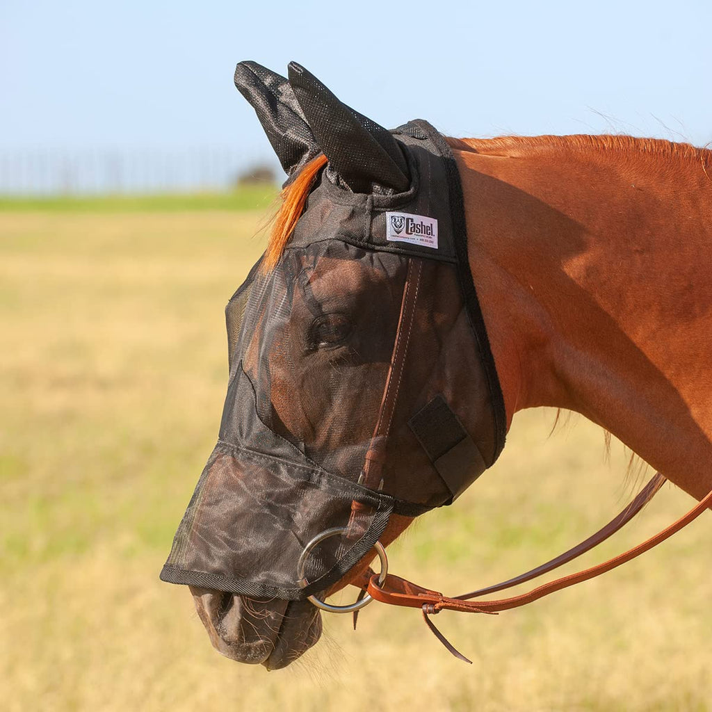 Cashel Quiet Ride Horse Fly Mask with Long Nose and Ears, Black, Arabian - BeesActive Australia