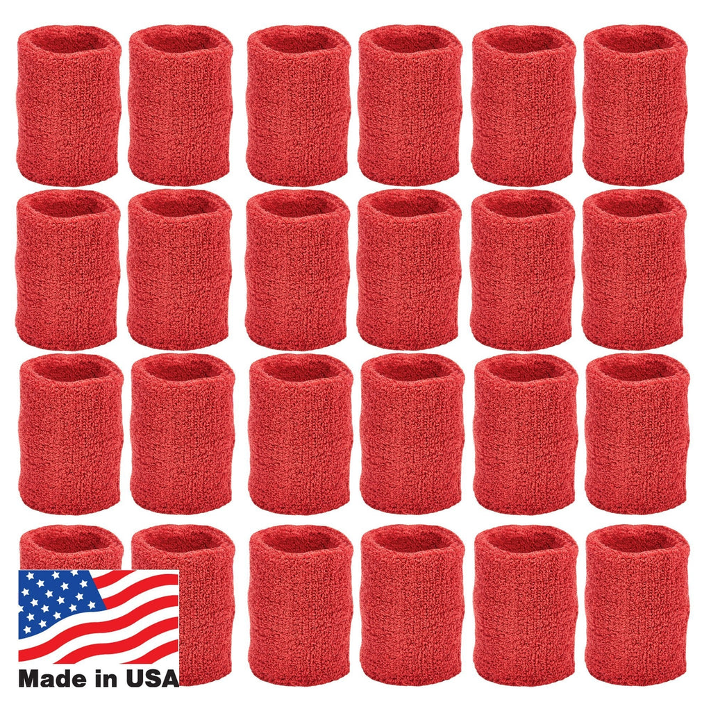 Unique Sports Athletic Performance Team Pack of 24 Wristbands (12 pair), Red - BeesActive Australia