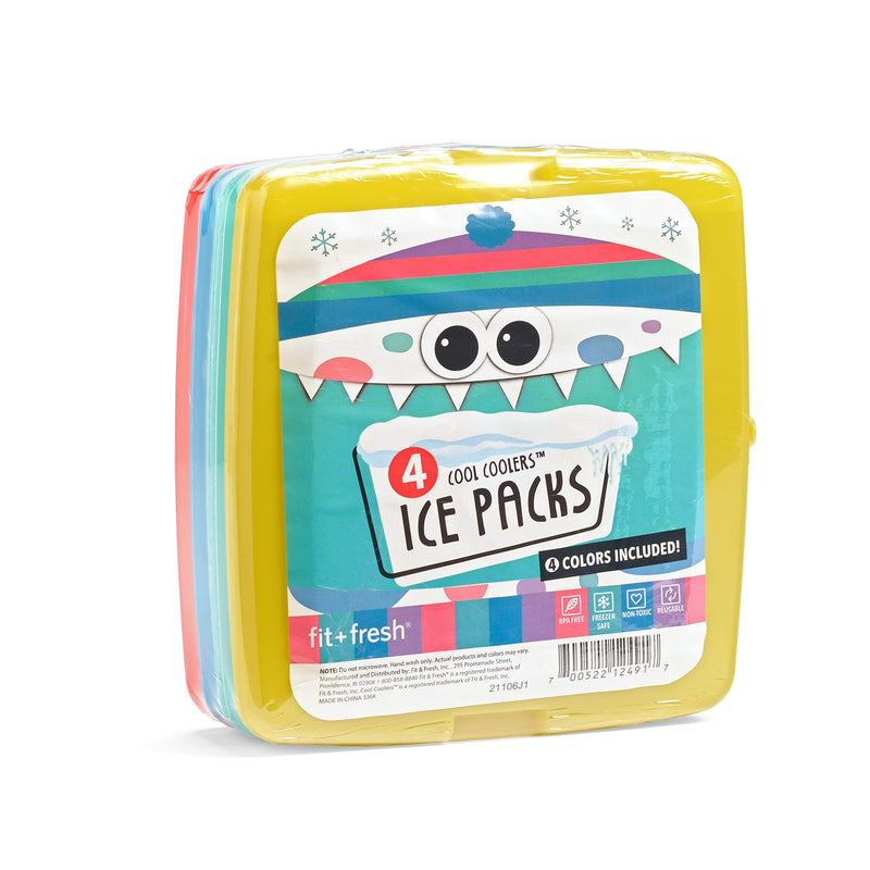 Fit & Fresh Cool Slim Reusable Ice Packs Boxes, Lunch Bags and Coolers, Set of 4, Multicolored, 4 Pack - BeesActive Australia