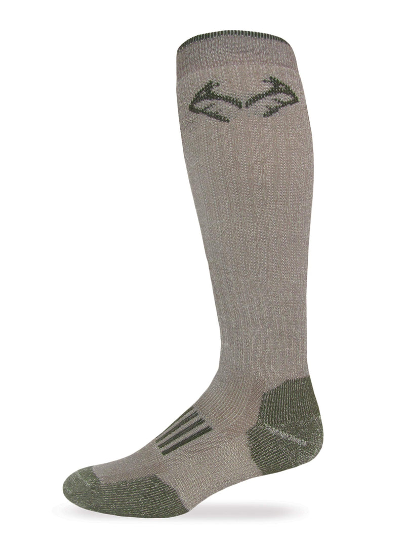 RealTree Heavyweight Merino Wool Tall All Season Boot Socks 1 Pair Large Tan/Olive - BeesActive Australia