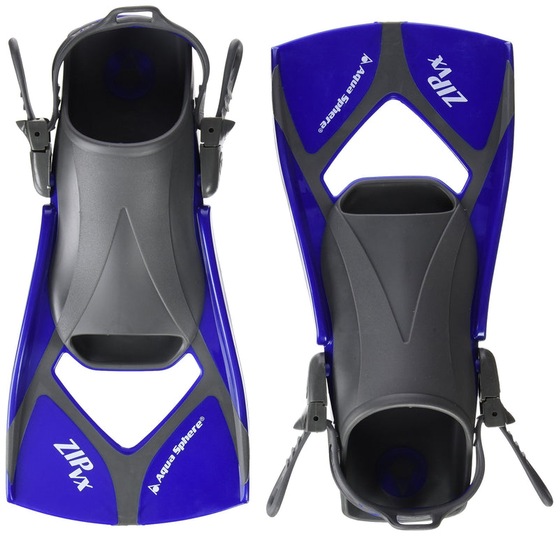 [AUSTRALIA] - Aqua Sphere Zip VX Fitness Swim Fins, Blue/Grey, Small 