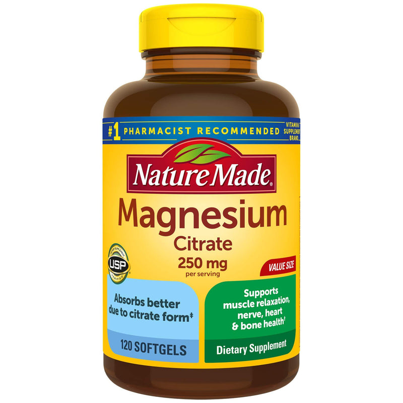 Nature Made Magnesium Citrate 250 mg Softgels, 120 Count for Nutrition Support 120 Count (Pack of 1) - BeesActive Australia