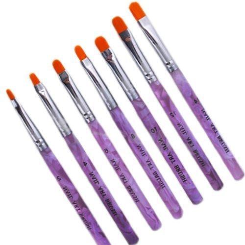 Hiyadeal7 Pcs Acrylic Nail Art Tips UV Builder Gel Painting Design Brush Pen Set - BeesActive Australia