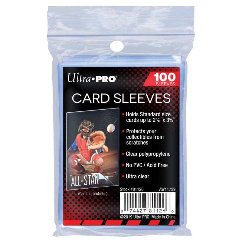 Ultra Pro 100 Pcs Soft Card Sleeves, 2 5/8 x 3 5/8-Inches Pack of 1 (Package may vary) - BeesActive Australia
