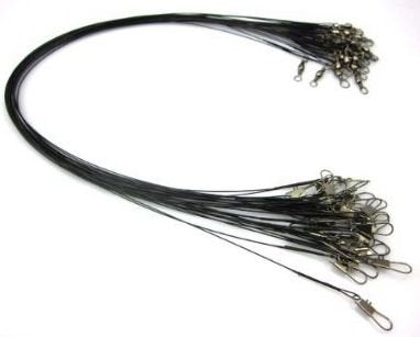 CJESLNA 24 X Stainless Steel Fishing Leaders Black with snap and Swivel 12" Long 35 LBS Test - BeesActive Australia