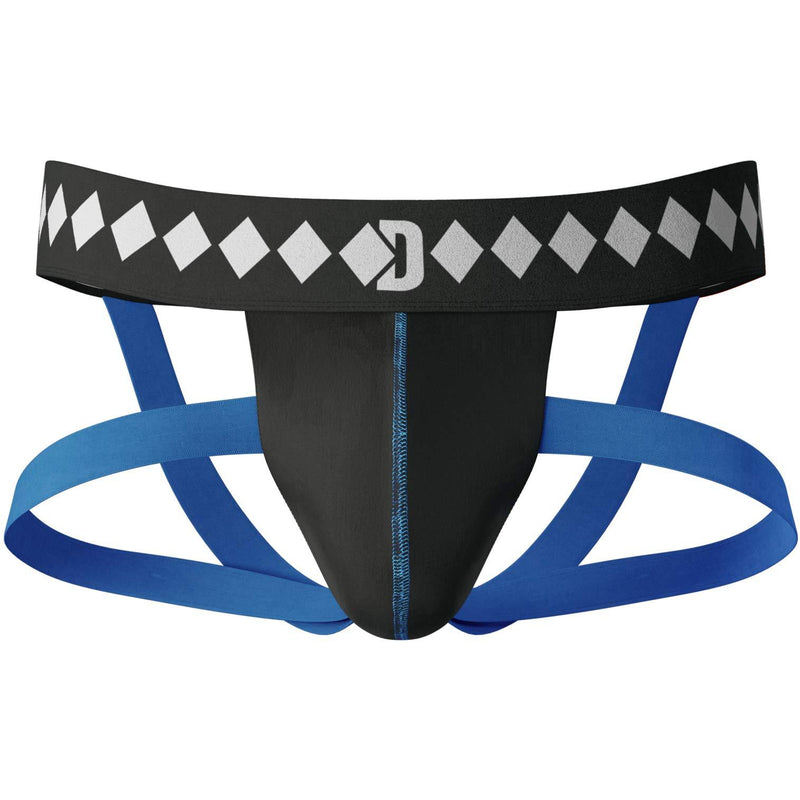 [AUSTRALIA] - Diamond MMA Four-Strap Jock Strap Supporter with Built-in Athletic Cup Pocket for Sports Black Xlarge 