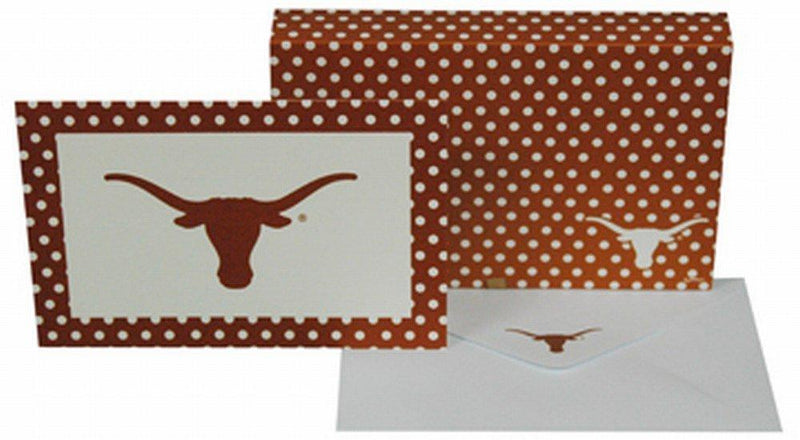 NCAA Texas Longhorns Polka Dot Design Stationary Note Card Set - BeesActive Australia