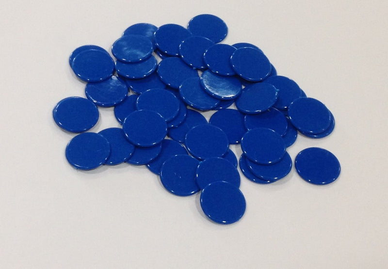 [AUSTRALIA] - Plastic Counters: Blue Color Gaming Tokens (Hard Colored Plastic Coins, Markers and Discs for Bingo Chips, Tiddly Winks, Checkers, and Other Board Game Playing Pieces) | 50 Pieces 
