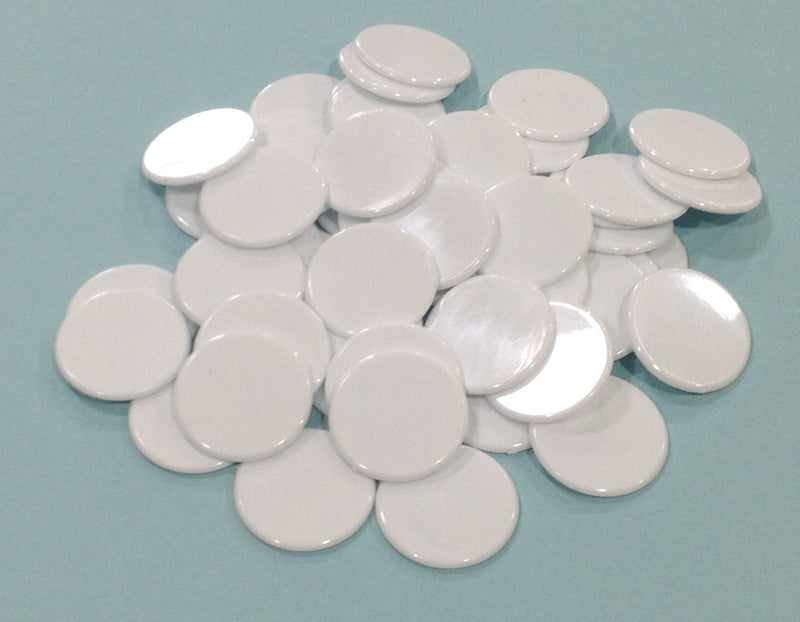 [AUSTRALIA] - Plastic Counters: White Color Gaming Tokens (Hard Colored Plastic Coins, Markers and Discs for Bingo Chips, Tiddly Winks, Checkers, and Other Board Game Playing Pieces) | 50 Pieces 