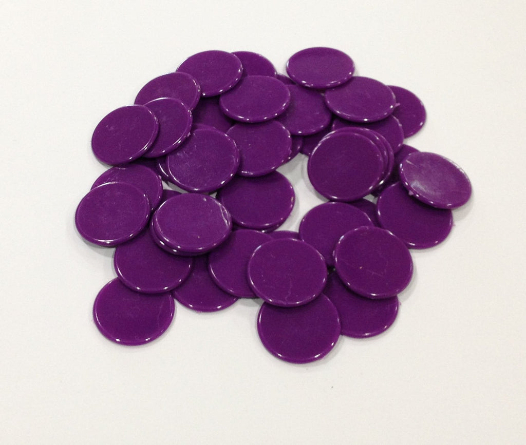 [AUSTRALIA] - Plastic Counters: Purple Color Gaming Tokens (Hard Colored Plastic Coins, Markers and Discs for Bingo Chips, Tiddly Winks, Checkers, and Other Board Game Playing Pieces) | 50 Pieces 