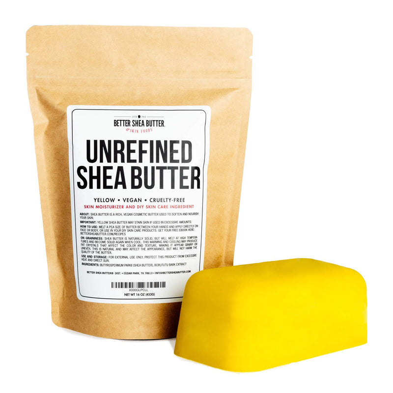 Unrefined Shea Butter - Yellow, Bar, Raw, 100% Pure, Fresh - Moisturizing, Ideal for Dry and Cracked Skin and Eczema - Use on Body, Face and Hair - 1 LB by Better Shea Butter 1 Pound (Pack of 1) - BeesActive Australia
