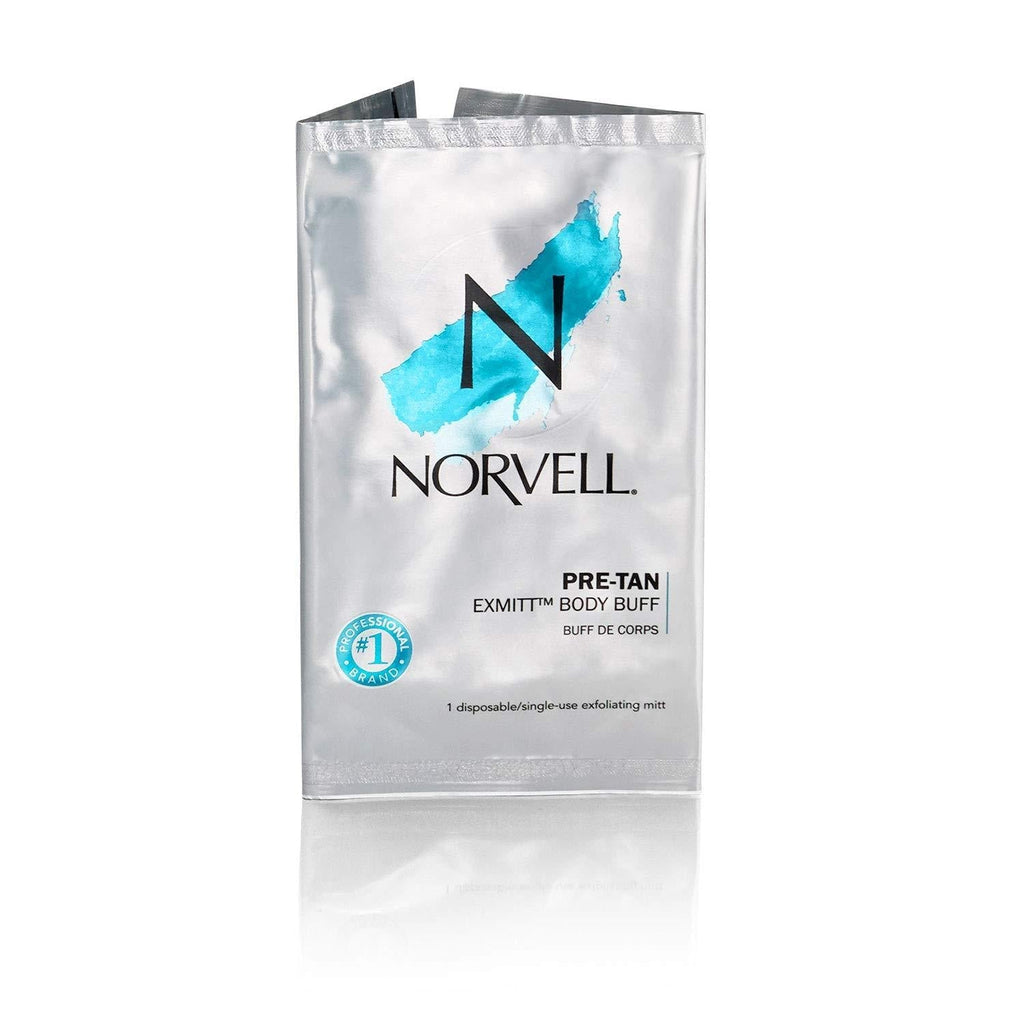 Norvell Pre Sunless Tan Body Buff eXmitt - Exfoliate, Prime and pH Balance, 1 Disposable/Single-Use Exfoliating Mitt for use before Self Tanner - BeesActive Australia