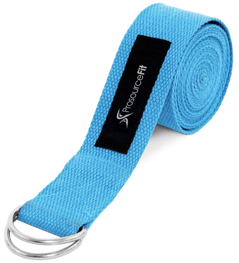 Prosource Fit Metal D-Ring Yoga Strap 8’ Durable Cotton for Stretching and Flexibility - BeesActive Australia