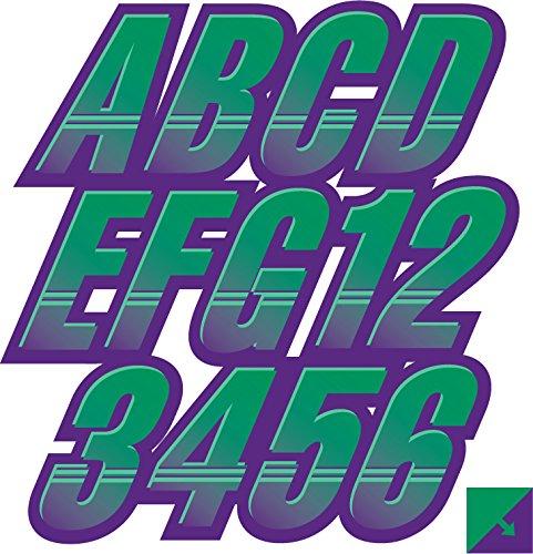 [AUSTRALIA] - Stiffie Techtron Seafoam Green/Purple 3" Alpha-Numeric Registration Identification Numbers Stickers Decals for Boats & Personal Watercraft 