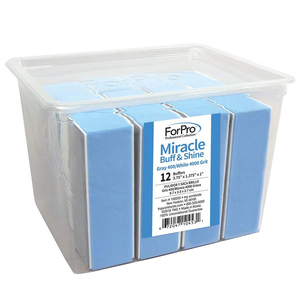 ForPro Miracle Buff & Shine - Grey 400/White 4000 Grit- Twelve (12) Double Sided Manicure & Pedicure Buffers - 1” H x 1.375” W x 3.75” L - BeesActive Australia