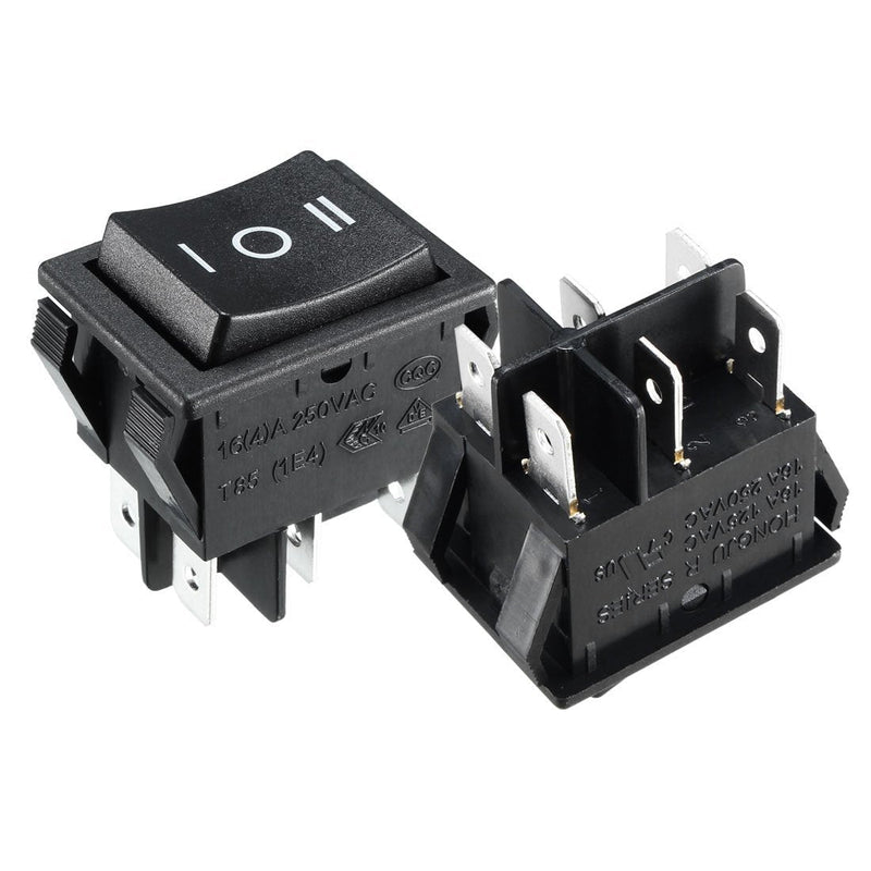 [AUSTRALIA] - uxcell 2Pcs DPDT On/Off/On 3 Position 6Pin Snap Boat Rocker Toggle Switch,Black,AC 16A/125V 16A/250V,for Car,Auto,Boat,Household Appliances 