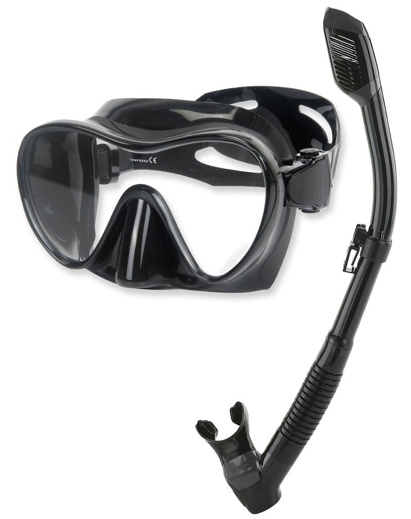 [AUSTRALIA] - Phantom Aquatics Scuba Snorkeling Freediving Mask Snorkel Set All Black 