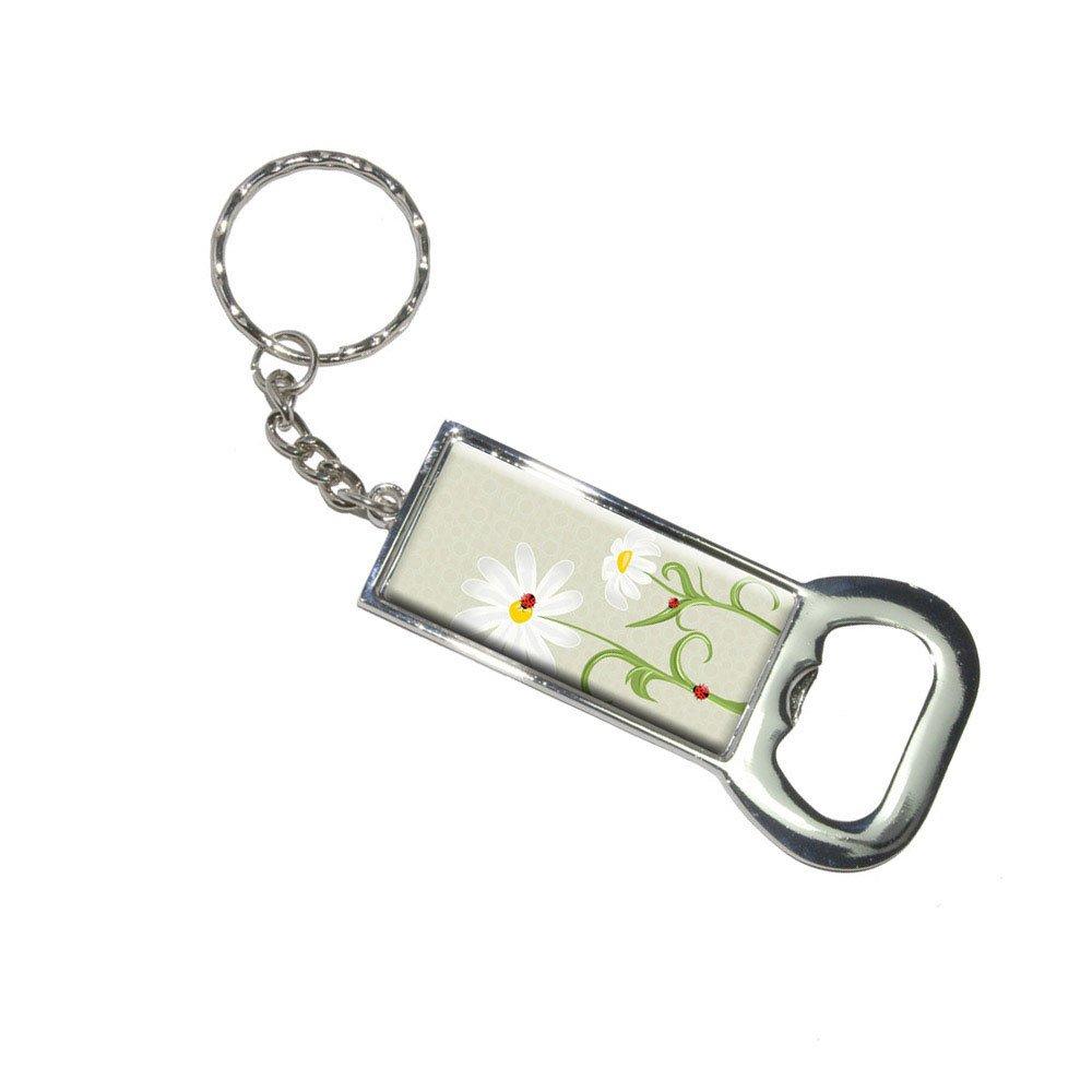 Graphics and More Bottlecap Opener Key Chain, Ladybugs on Daisies - Lady Bugs Daisy Flowers (KK2462) - BeesActive Australia