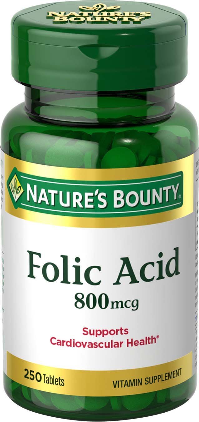 Nature's Bounty Folic Acid Supplement, Supports Cardiovascular Health, 800mcg, 250 Tablets, 3 Pack - BeesActive Australia