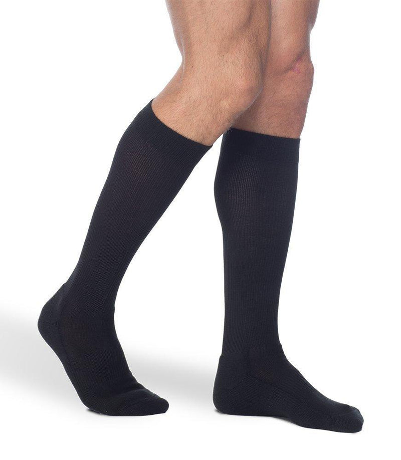 SIGVARIS Men's Cushioned Cotton 182 Calf High Compression Socks 15-20mmHg 6½ - 8½ Black - BeesActive Australia