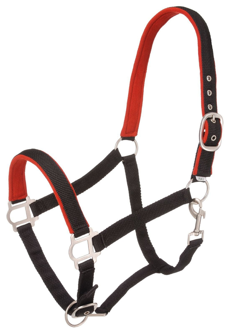 [AUSTRALIA] - Tough 1 Nylon Padded Halter with Satin Hardware Horse Black 